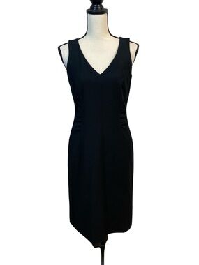Comma Black V-Neck Ruched Midi Dress Size 36/Small